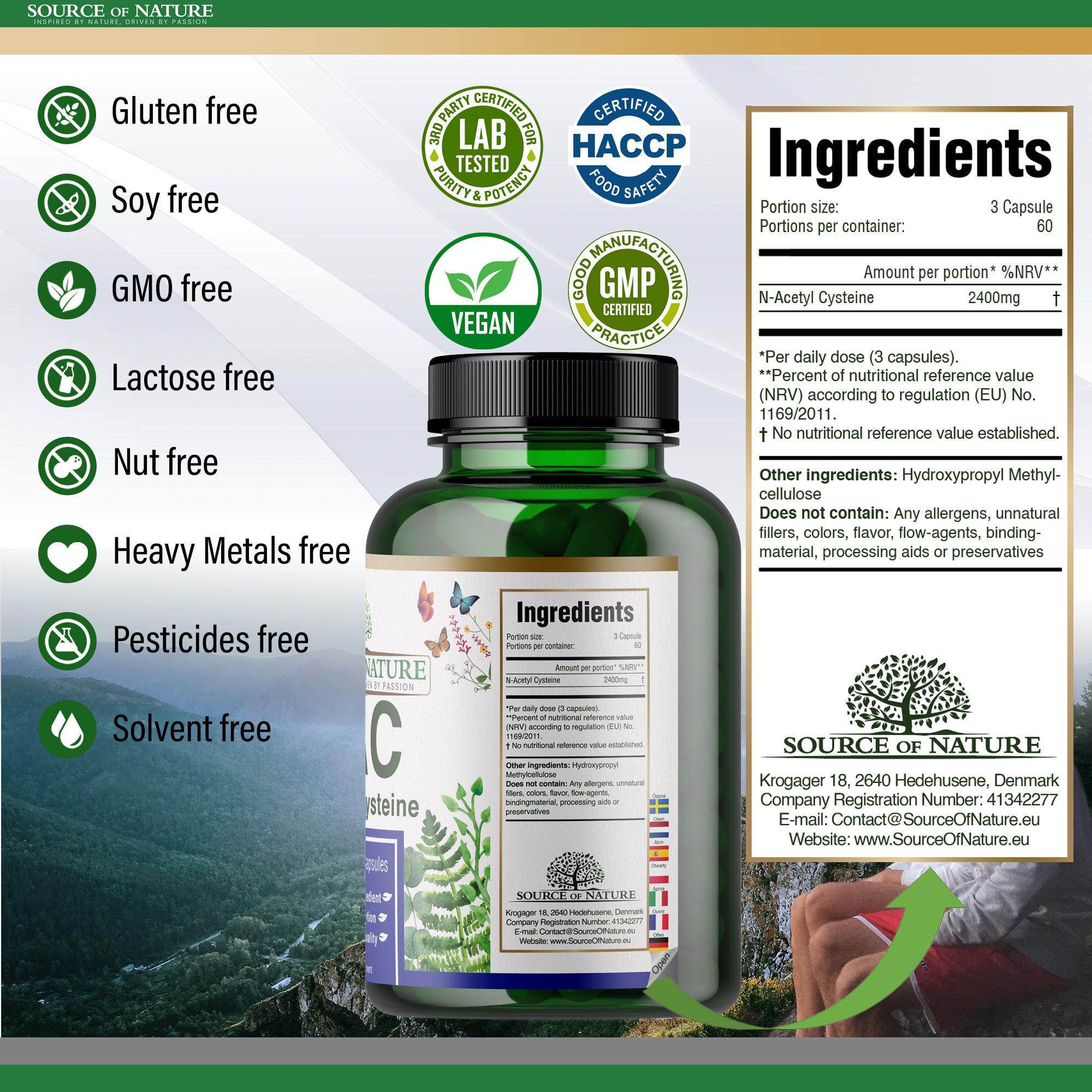 NAC (N-Acetyl Cysteine) 800mg | 180 Capsules | 2-Month Supply - Source of Nature